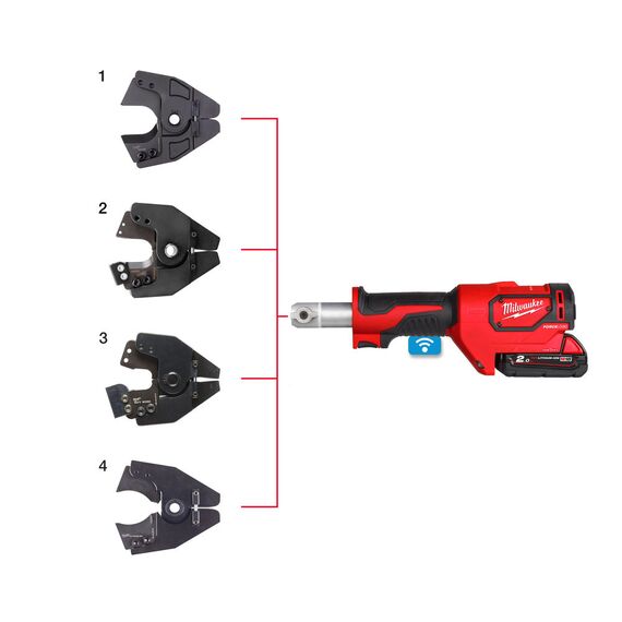 Аккумуляторный гидравлический инструмент для резки кабеля Milwaukee M18 ONEHCC-201C CU⁄AL-SET - 4933464301, Модель: M18 ONEHCC-201C CU⁄AL-SET, фото, изображение 8 Аккумуляторный гидравлический инструмент для резки кабеля Milwaukee M18 ONEHCC-201C CU⁄AL-SET - 4933464301, Модель: M18 ONEHCC-201C CU⁄AL-SET, внеший вид, изображение 8