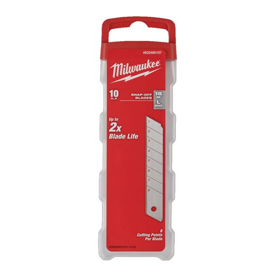 Сменное лезвие для выдвижных ножей Milwaukee SNAP BLADES 18 MM 10pcs - 4932480107, Модель: SNAP BLADES 18 MM 10pcs, внеший вид, изображение 3
