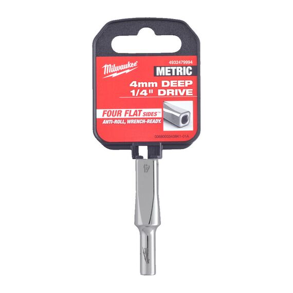 Головка Milwaukee ¼˝ DRIVE SOCKET METRIC DEEP-4 MM удлиненная - 4932479994, Модель: ¼˝ DRIVE SOCKET METRIC DEEP-4 MM, внеший вид, изображение 2