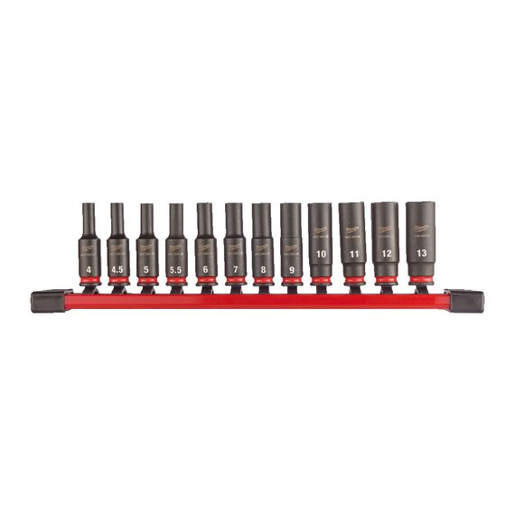 Набор удлиненных ударных головок Milwaukee ¼˝ IMPACT SOCKET SET-12PC - 4932480453, внеший вид