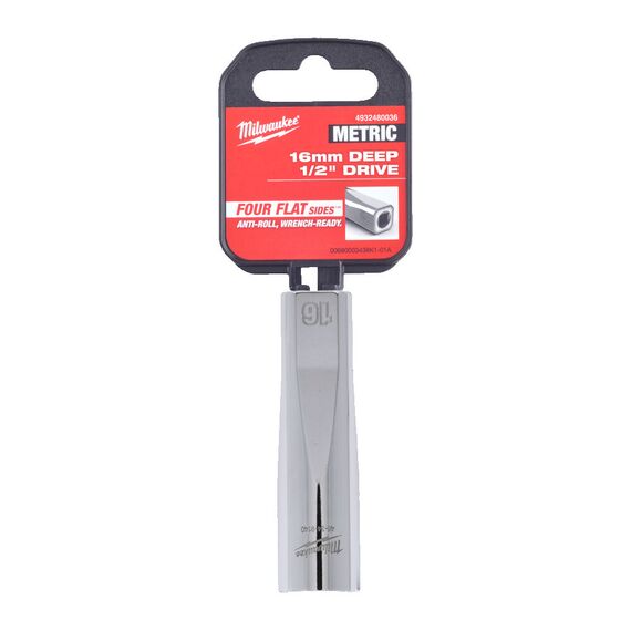Головка Milwaukee ½˝ DRIVE SOCKET METRIC DEEP-16 MM удлиненная - 4932480036, Модель: ½˝ DRIVE SOCKET METRIC DEEP-16 MM, внеший вид, изображение 2