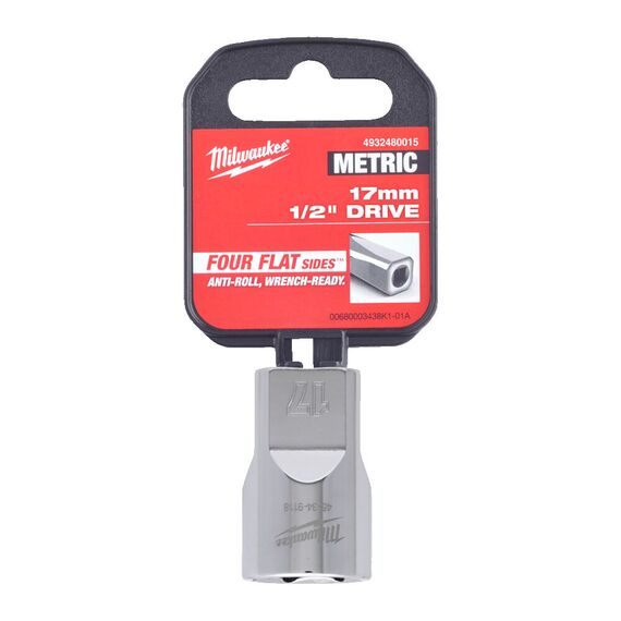 Головка Milwaukee ½˝ DRIVE SOCKET METRIC STANDARD-17 MM - 4932480015, Модель: ½˝ DRIVE SOCKET METRIC STANDARD-17 MM, внеший вид, изображение 2