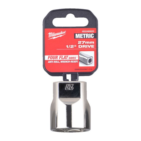 Головка Milwaukee ½˝ DRIVE SOCKET METRIC STANDARD-27 MM - 4932480025, Модель: ½˝ DRIVE SOCKET METRIC STANDARD-27 MM, внеший вид, изображение 2