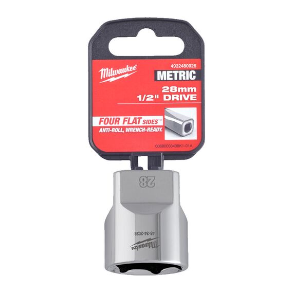 Головка Milwaukee ½˝ DRIVE SOCKET METRIC STANDARD-28 MM - 4932480026, Модель: ½˝ DRIVE SOCKET METRIC STANDARD-28 MM, внеший вид, изображение 2