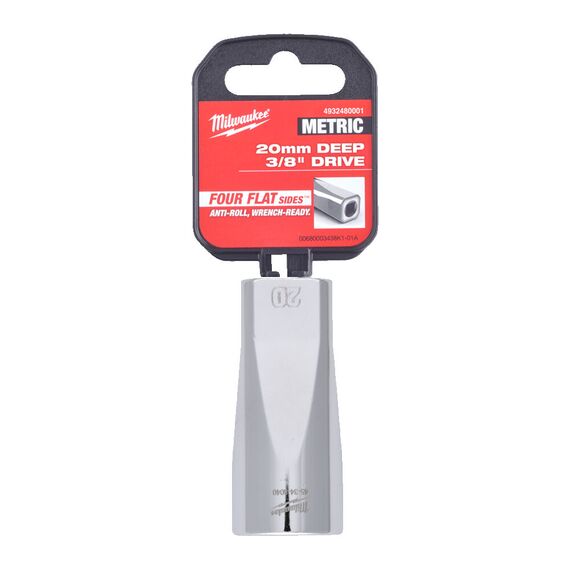 Головка Milwaukee ⅜˝ DRIVE SOCKET METRIC DEEP-20 MM удлиненная - 4932480001, Модель: ⅜˝ DRIVE SOCKET METRIC DEEP-20 MM, внеший вид, изображение 2