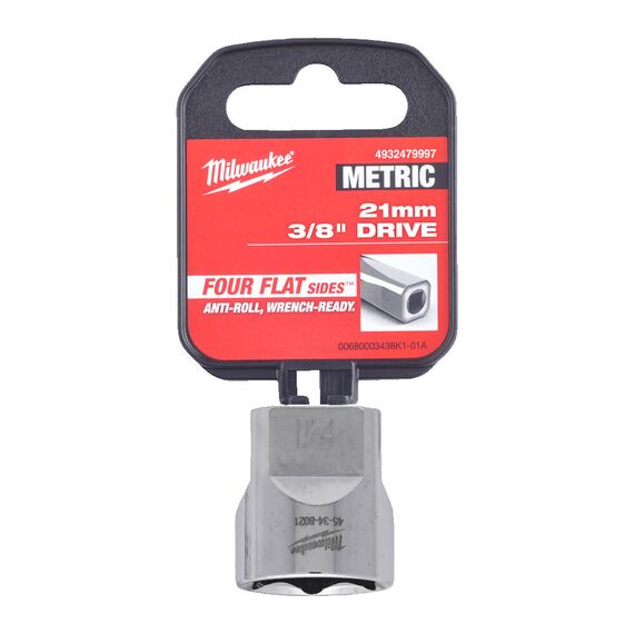 Головка Milwaukee ⅜˝ DRIVE SOCKET METRIC STANDARD-21 MM - 4932479997, Модель: ⅜˝ DRIVE SOCKET METRIC STANDARD-21 MM, внеший вид, изображение 2