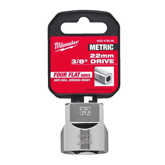Головка Milwaukee ⅜˝ DRIVE SOCKET METRIC STANDARD-22 MM - 4932479998, Модель: ⅜˝ DRIVE SOCKET METRIC STANDARD-22 MM, внеший вид, изображение 2