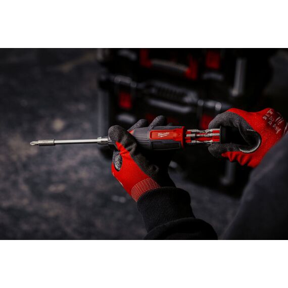 Универсальная отвертка с трещоткой Milwaukee 14 IN 1 RATCHET MULTI-BIT SCREWDRIVER - 4932480582, Тип отвертки: Набор, Модель: 14 IN 1 RATCHET MULTI-BIT SCREWDRIVER, внеший вид, изображение 6