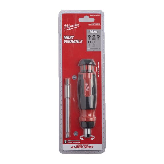Универсальная отвертка с трещоткой Milwaukee 14 IN 1 RATCHET MULTI-BIT SCREWDRIVER - 4932480582, Тип отвертки: Набор, Модель: 14 IN 1 RATCHET MULTI-BIT SCREWDRIVER, внеший вид, изображение 5