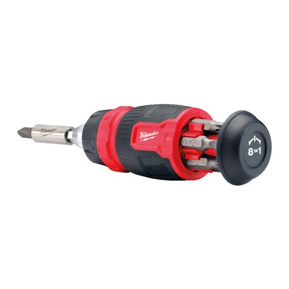Универсальная отвертка с трещоткой Milwaukee 8 IN 1 COMPACT RATCHETING MULTI-BIT SCREWDRIVER - 4932480581, Модель: 8 IN 1 COMPACT RATCHETING MULTI-BIT SCREWDRIVER, внеший вид, изображение 3