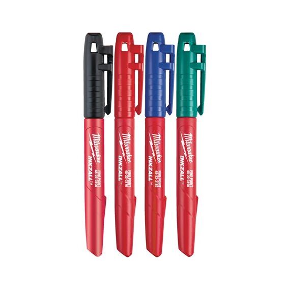 Набор маркеров Milwaukee INKZALL™ COLOUR MARKERS 4 шт - 48223106, Модель: INKZALL™ COLOUR MARKERS, внеший вид