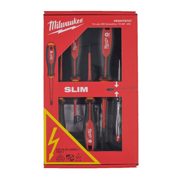 Набор трехгранных отверток и тестер напряжения Milwaukee TRI-LOBE VDE SCREWDRIVER SET-5PC - 4932478737, Модель: TRI-LOBE VDE SCREWDRIVER SET-5PC, внеший вид