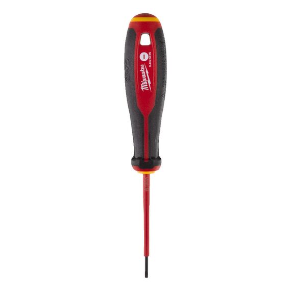 Трехгранная отвертка, изолированная Milwaukee TRI-LOBE VDE SCREWDRIVER-SLOTTED 0.4 X 2.5 X 75 - 4932478712, Тип отвертки: SL 0,4 x 2,5, Модель: TRI-LOBE VDE SCREWDRIVER-SLOTTED 0.4 X 2.5 X 75, Длина (мм): 75, внеший вид