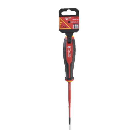 Трехгранная отвертка, изолированная Milwaukee TRI-LOBE VDE SCREWDRIVER-SLOTTED 0.6 X 3.5 X 100 - 4932478714, Тип отвертки: SL 0,6 x 3,5, Модель: TRI-LOBE VDE SCREWDRIVER-SLOTTED 0.6 X 3.5 X 100, Длина (мм): 100, внеший вид, изображение 2