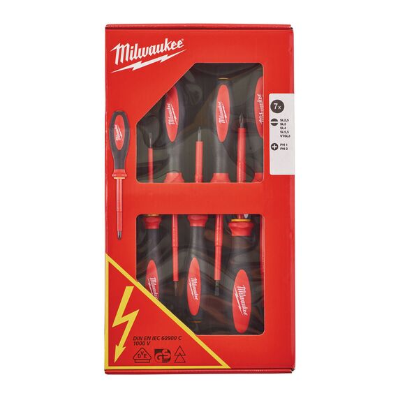 Набор изолированных отверток Milwaukee VDE SCREWDRIVER SET 2 7pcs - 4932464068, Модель: VDE SCREWDRIVER SET 2 7pcs, Длина (мм): 75, фото, изображение 2 Набор изолированных отверток Milwaukee VDE SCREWDRIVER SET 2 7pcs - 4932464068, Модель: VDE SCREWDRIVER SET 2 7pcs, Длина (мм): 75, внеший вид, изображение 2