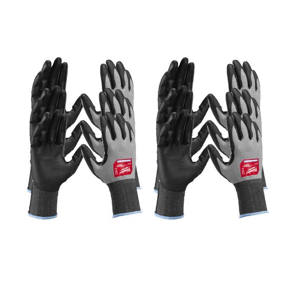 Перчатки рабочие Milwaukee 12 Pack Hi-Dex Cut B Gloves 9／L - 4932480508, Модель: 12 Pack Hi-Dex Cut B Gloves 9／L, Цвет: Серый, черный, красный, внеший вид