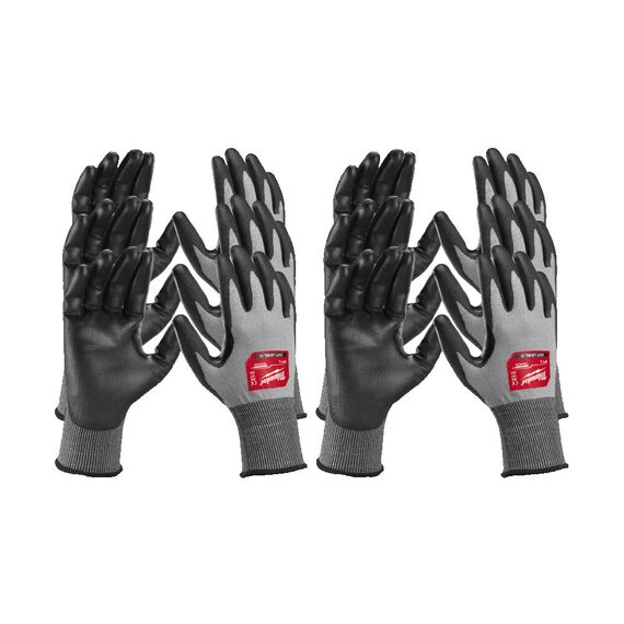Перчатки рабочие Milwaukee 12 Pack Hi-Dex Cut C Gloves 8／M - 4932480512, Модель: 12 Pack Hi-Dex Cut C Gloves 8／M, Цвет: Серый, черный, красный, внеший вид
