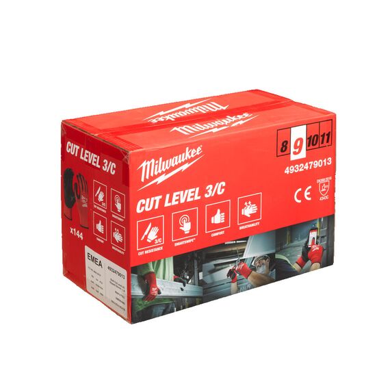 Перчатки рабочие Milwaukee 144 PACK BULK CUT C GLOVES 9／L - 4932479013, Модель: 144 PACK BULK CUT C GLOVES 9／L, Цвет: Черный, красный, внеший вид