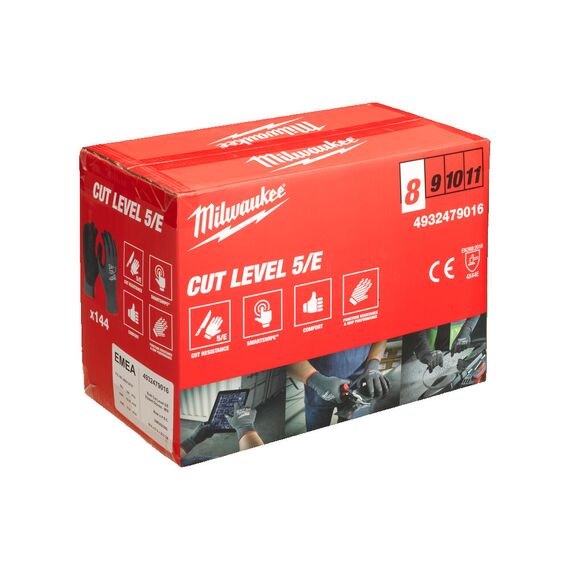 Перчатки рабочие Milwaukee 144 PACK BULK CUT E GLOVES 8／M - 4932479016, Модель: 144 PACK BULK CUT E GLOVES 8／M, Цвет: Серый, черный, внеший вид