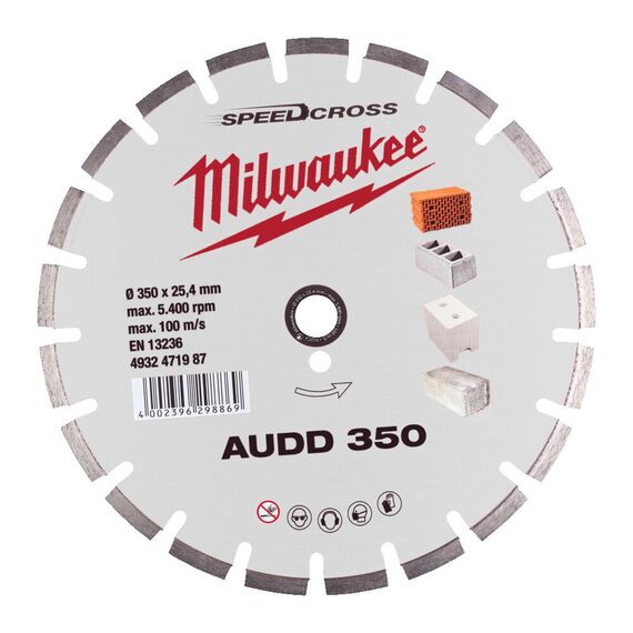 Алмазный диск Milwaukee AUDD 350 - 4932471987, Диаметр диска (мм): 350, Посадочный диаметр (мм): 25,4, Модель: AUDD 350, внеший вид