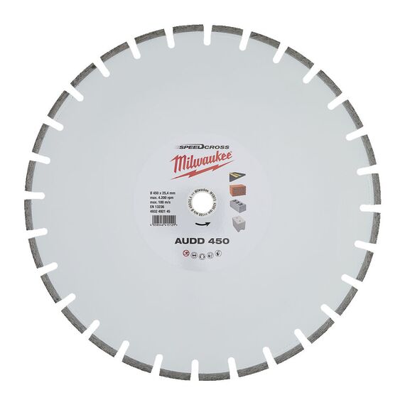 Алмазный диск Milwaukee AUDD 450 - 4932492145, Диаметр диска (мм): 450, Посадочный диаметр (мм): 25,4, Модель: AUDD 450, внеший вид
