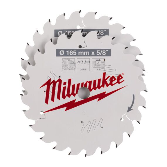 Пильный диск по дереву Milwaukee CSB Twin Pack 165 x 24T／24T для циркулярной пилы - 4932479836, Диаметр диска (мм): 165, Посадочный диаметр (мм): 15,87, Модель: CSB Twin Pack 165 x 24T／24T, внеший вид