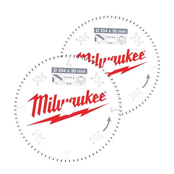 Пильный диск по дереву Milwaukee CSB Twin Pack 254 x 60T／80T для торцовочной пилы - 4932479576, Диаметр диска (мм): 254, Посадочный диаметр (мм): 30, Модель: CSB Twin Pack 254 x 60T／80T, внеший вид