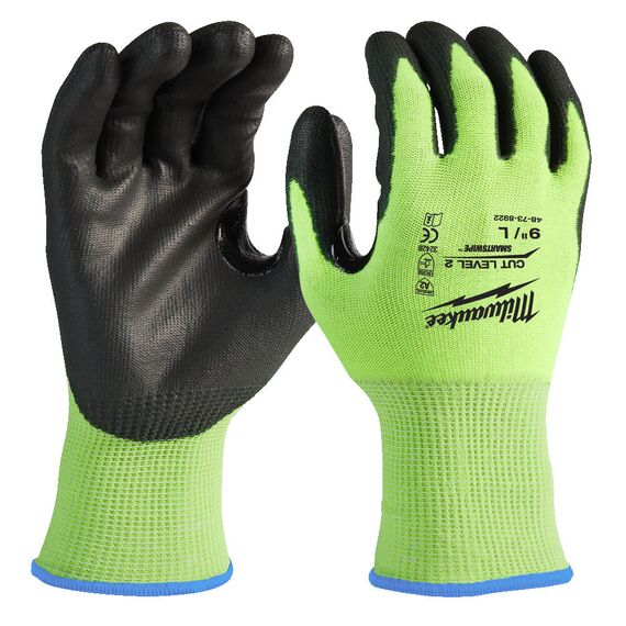 Перчатки рабочие Milwaukee HI-VIS CUT B GLOVES 7／S - 4932479921, Модель: HI-VIS CUT B GLOVES 7／S, Цвет: Черный, салатовый, внеший вид