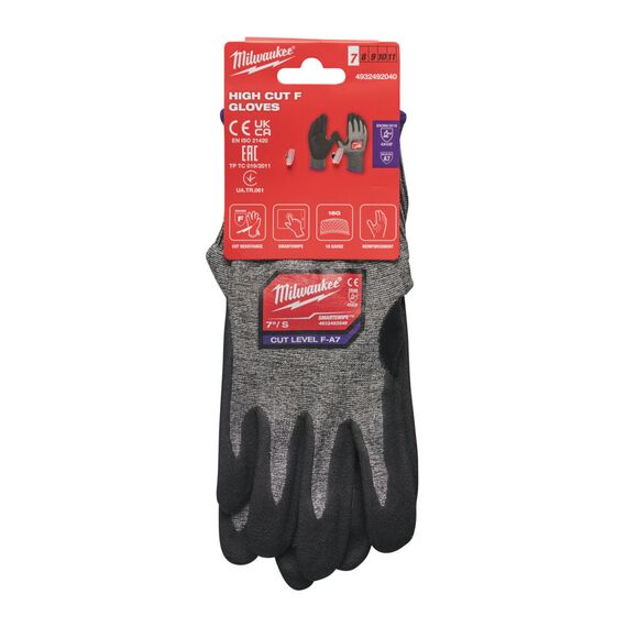 Перчатки рабочие Milwaukee HIGH CUT F GLOVES 8／M - 4932492041, Модель: HIGH CUT F GLOVES 8／M, Цвет: Серый, черный, красный, внеший вид, изображение 2