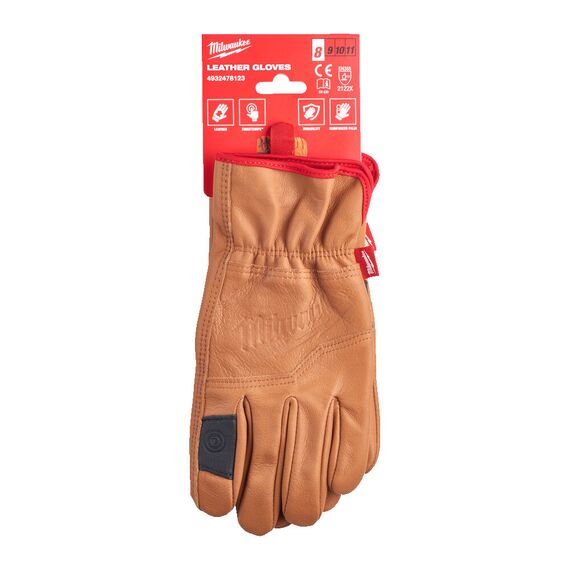 Перчатки кожаные Milwaukee LEATHER GLOVES S／7 - 4932479727, Модель: LEATHER GLOVES S／7, Цвет: Черный, коричневый, внеший вид, изображение 2