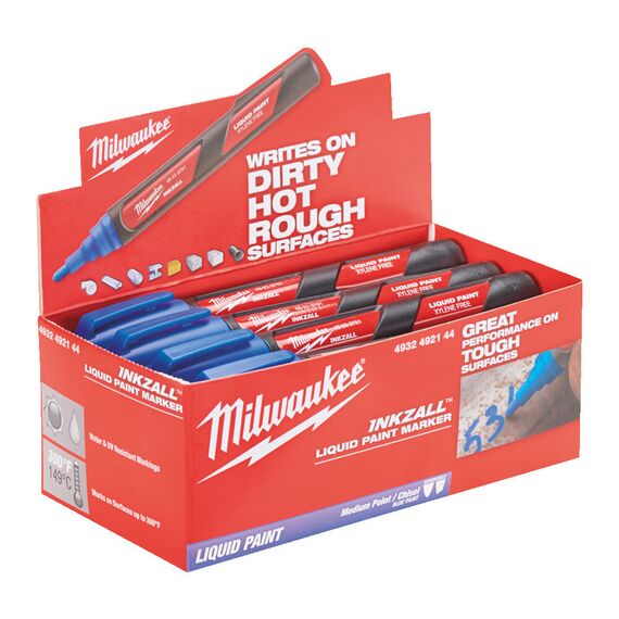 Маркер с жидкой краской Milwaukee INKZALL™ LIQUID PAINT MARKER BLUE синий - 1 шт - 4932492144, Модель: INKZALL™ LIQUID PAINT MARKER BLUE, фото, изображение 5 Маркер с жидкой краской Milwaukee INKZALL™ LIQUID PAINT MARKER BLUE синий - 1 шт - 4932492144, Модель: INKZALL™ LIQUID PAINT MARKER BLUE, внеший вид, изображение 5