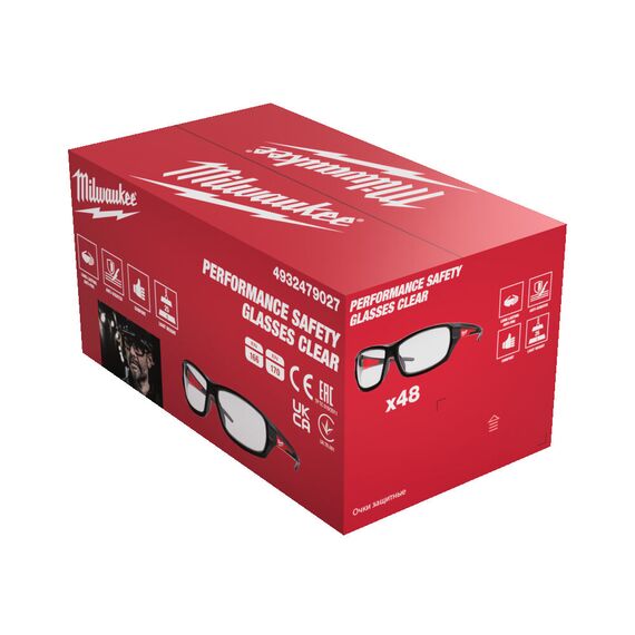 Очки защитные Milwaukee PERFORMANCE SAFETY GLASSES CLEAR 48 pcs - 4932479027, Модель: PERFORMANCE SAFETY GLASSES CLEAR 48 pcs, Цвет: Прозрачные, внеший вид, изображение 2