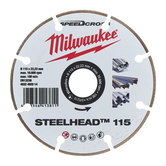 Алмазный диск Milwaukee STEELHEAD™ 115 - 4932492014, Диаметр диска (мм): 115, Посадочный диаметр (мм): 22,23, Модель: STEELHEAD™ 115, внеший вид