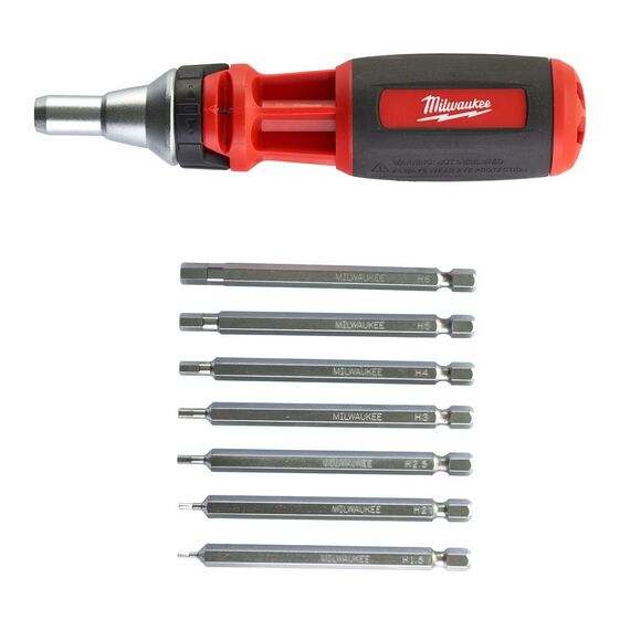 Отвертка с трещоткой Milwaukee 10 IN 1 RATCHET MULTI-BIT SCREWDRIVER-HEX - 48229306, Модель: 10 IN 1 RATCHET MULTI-BIT SCREWDRIVER-HEX, Длина (мм): 152, внеший вид