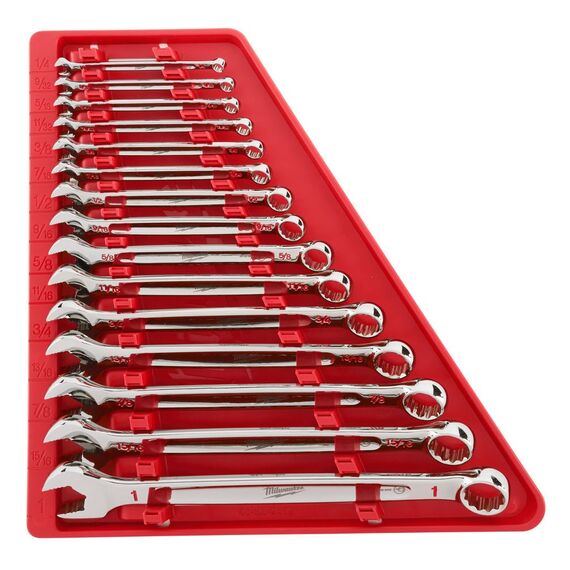 Набор комбинированных дюймовых ключей Milwaukee MAX BITE™ IMPERIAL COMBINATION SPANNER SET 15 PC - 48229415, Модель: MAX BITE™ IMPERIAL COMBINATION SPANNER SET 15 PC, внеший вид