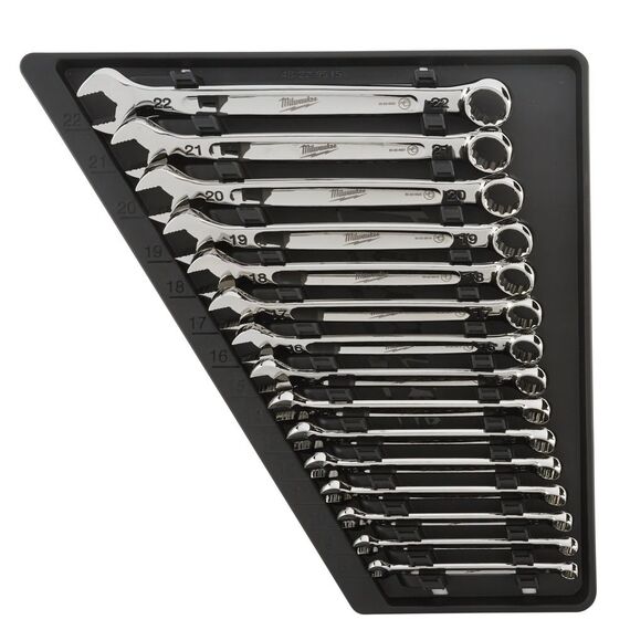 Набор комбинированных метрических ключей Milwaukee MAX BITE™ METRIC COMBINATION SPANNER SET 15 PC - 4932464258, Модель: MAX BITE™ METRIC COMBINATION SPANNER SET 15 PC, внеший вид
