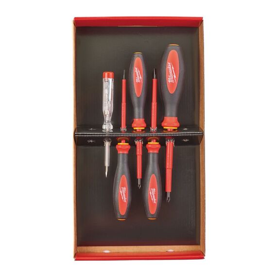 Набор изолированных отверток Milwaukee VDE SCREWDRIVER SET 5pcs - 4932464066, Модель: VDE SCREWDRIVER SET 5pcs, Длина (мм): 100, внеший вид