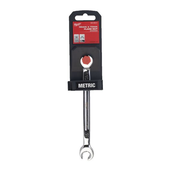 Гаечный ключ Milwaukee 10 X 11 MM FLARE NUT SPANNER - 4932480627, Модель: 10 X 11 MM FLARE NUT SPANNER, Длина (мм): 166,2, внеший вид, изображение 3