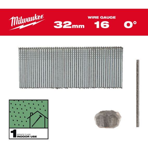 Гвозди Milwaukee 16G／0°／32MM／G／SC1 5000 PC - 4932498312, Тип скобы / калибр: 16, Модель: 16G／0°／32MM／G／SC1 5000 PC, Длина (мм): 32, внеший вид