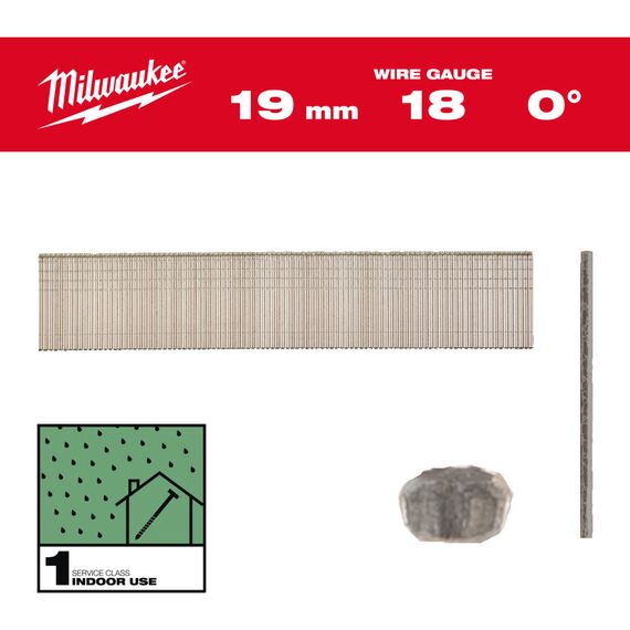 Гвозди Milwaukee 18G／19 MM／RC／G／SC1 10000 PC - 4932492550, Тип скобы / калибр: 18, Модель: 18G／19 MM／RC／G／SC1 10000 PC, Длина (мм): 19, внеший вид