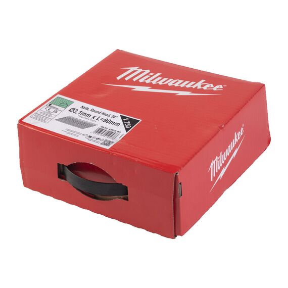 Гвозди Milwaukee 20° ROUND HEAD 90 MM／RS／B／SC1 1750 PC - 4932492590, Тип скобы / калибр: 3.1, Модель: 20° ROUND HEAD 90 MM／RS／B／SC1 1750 PC, Длина (мм): 90, внеший вид, изображение 3