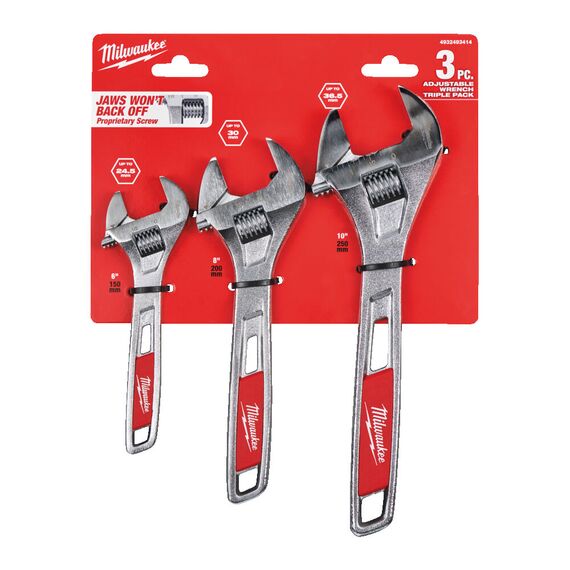 Набор разводных ключей Milwaukee ADJUSTABLE WRENCH TRIPLE PACK - 4932493414, Модель: ADJUSTABLE WRENCH TRIPLE PACK, внеший вид, изображение 2