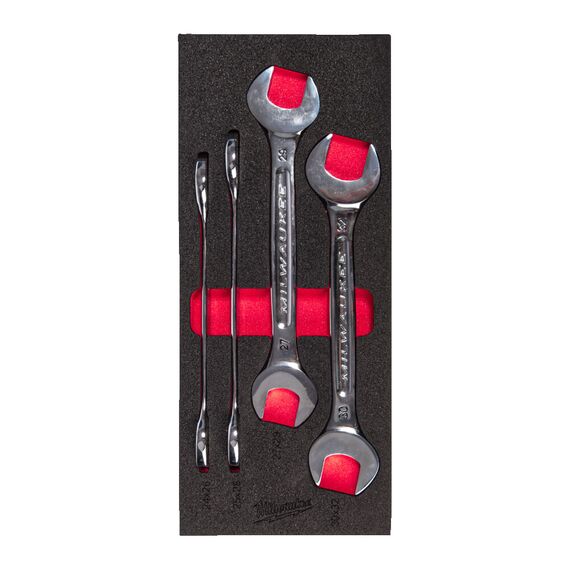 Ложемент с рожковыми ключами Milwaukee DOUBLE OPEN END SPANNER FOAM INSERT 4 PC SET - 4932493630, Модель: DOUBLE OPEN END SPANNER FOAM INSERT 4 PC SET, внеший вид