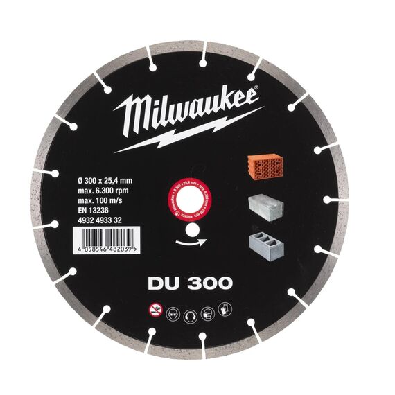 Алмазный диск Milwaukee DU 300 - 4932493332, Диаметр диска (мм): 300, Посадочный диаметр (мм): 25,4, Модель: DU 300, внеший вид