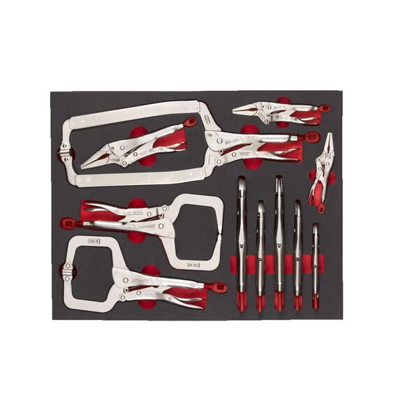 Набор зажимов Milwaukee GRIP PLIERS SET FOAM INSERT 11 PCS - 4932493251, Модель: GRIP PLIERS SET FOAM INSERT 11 PCS, внеший вид