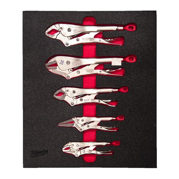 Набор зажимов Milwaukee LOCKING PLIER FOAM INSERT SET 5 PC - 4932493634, Модель: LOCKING PLIER FOAM INSERT SET 5 PC, внеший вид