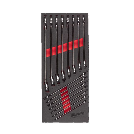 Ложемент с комбинированными ключами Milwaukee MAXBITE COMBINATION SPANNER SET FOAM INSERT 15 шт - 4932479827, Модель: MAXBITE COMBINATION SPANNER SET FOAM INSERT, внеший вид