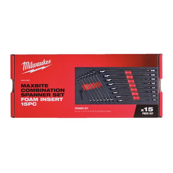 Ложемент с комбинированными ключами Milwaukee MAXBITE COMBINATION SPANNER SET FOAM INSERT 15 шт - 4932479827, Модель: MAXBITE COMBINATION SPANNER SET FOAM INSERT, фото, изображение 3 Ложемент с комбинированными ключами Milwaukee MAXBITE COMBINATION SPANNER SET FOAM INSERT 15 шт - 4932479827, Модель: MAXBITE COMBINATION SPANNER SET FOAM INSERT, внеший вид, изображение 3