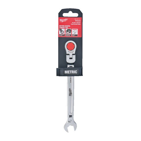Комбинированный ключ с трещоткой и шарниром Milwaukee MAXBITE FLEX HEAD RATCHETING SPANNER-METRIC 11 MM - 4932480184, Модель: MAXBITE FLEX HEAD RATCHETING SPANNER-METRIC 11 MM, Длина (мм): 172, фото, изображение 2 Комбинированный ключ с трещоткой и шарниром Milwaukee MAXBITE FLEX HEAD RATCHETING SPANNER-METRIC 11 MM - 4932480184, Модель: MAXBITE FLEX HEAD RATCHETING SPANNER-METRIC 11 MM, Длина (мм): 172, внеший вид, изображение 2