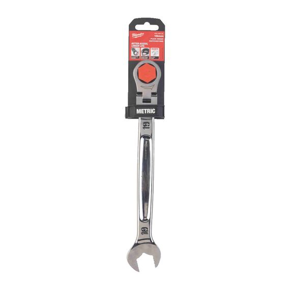 Комбинированный ключ с трещоткой и шарниром Milwaukee MAXBITE FLEX HEAD RATCHETING SPANNER-METRIC 19 MM - 4932480192, Модель: MAXBITE FLEX HEAD RATCHETING SPANNER-METRIC 19 MM, Длина (мм): 256, фото, изображение 2 Комбинированный ключ с трещоткой и шарниром Milwaukee MAXBITE FLEX HEAD RATCHETING SPANNER-METRIC 19 MM - 4932480192, Модель: MAXBITE FLEX HEAD RATCHETING SPANNER-METRIC 19 MM, Длина (мм): 256, внеший вид, изображение 2